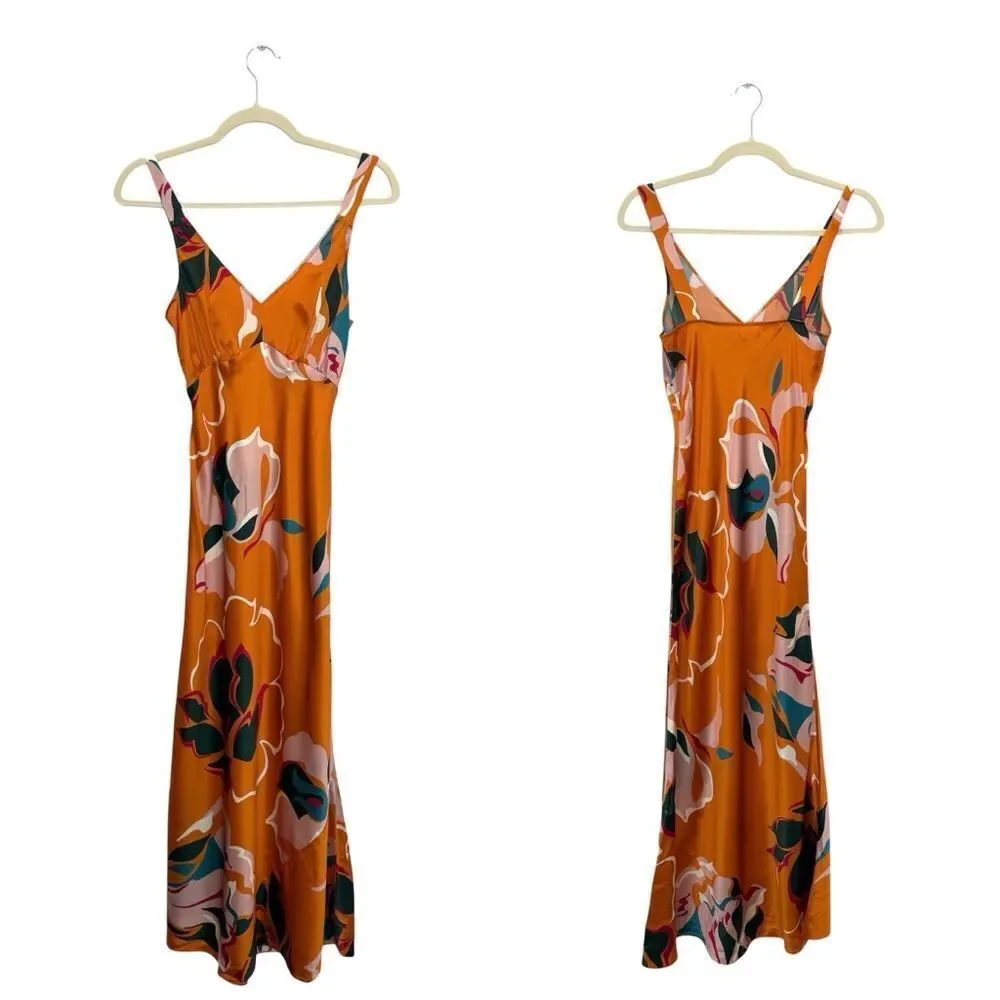 Reformation Daytona silk dress in “Electra” orange floral - Picture 9 of 11